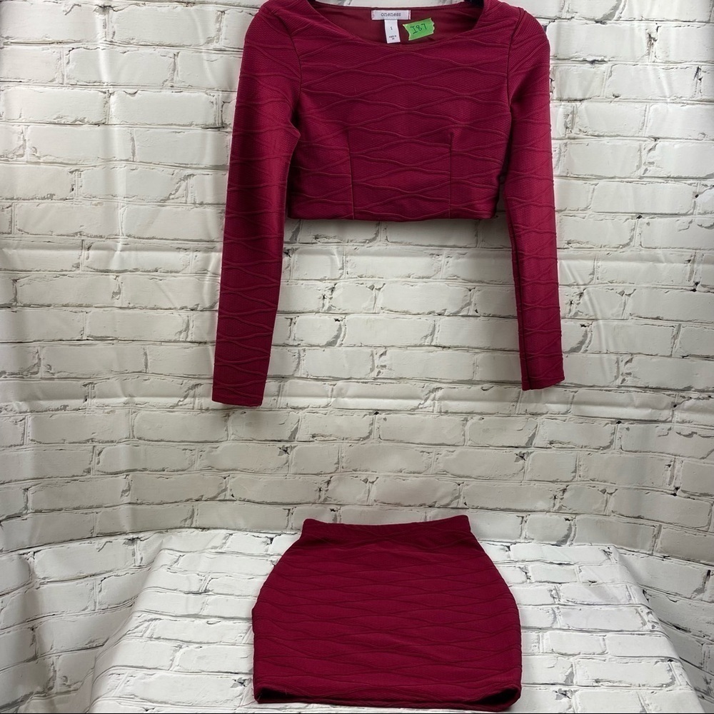 Oneness cropped top set with high waist skirt